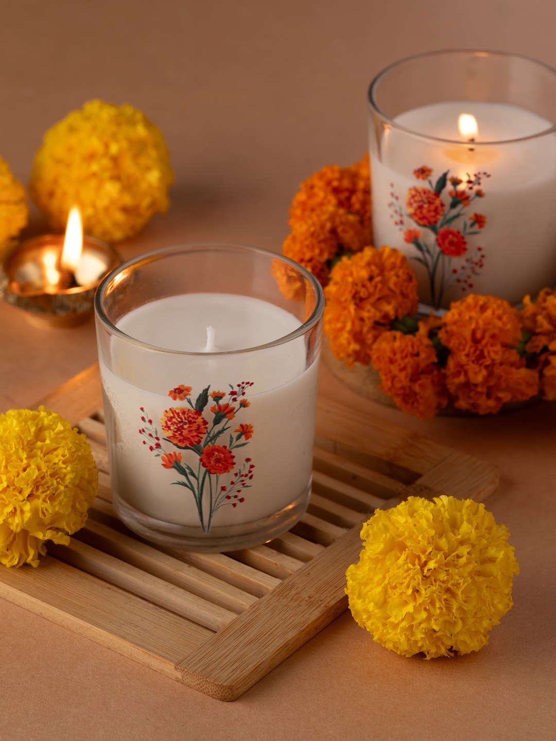 Genda – Votive Set of 2 — hand-poured Diwali candle by The Scented Palette