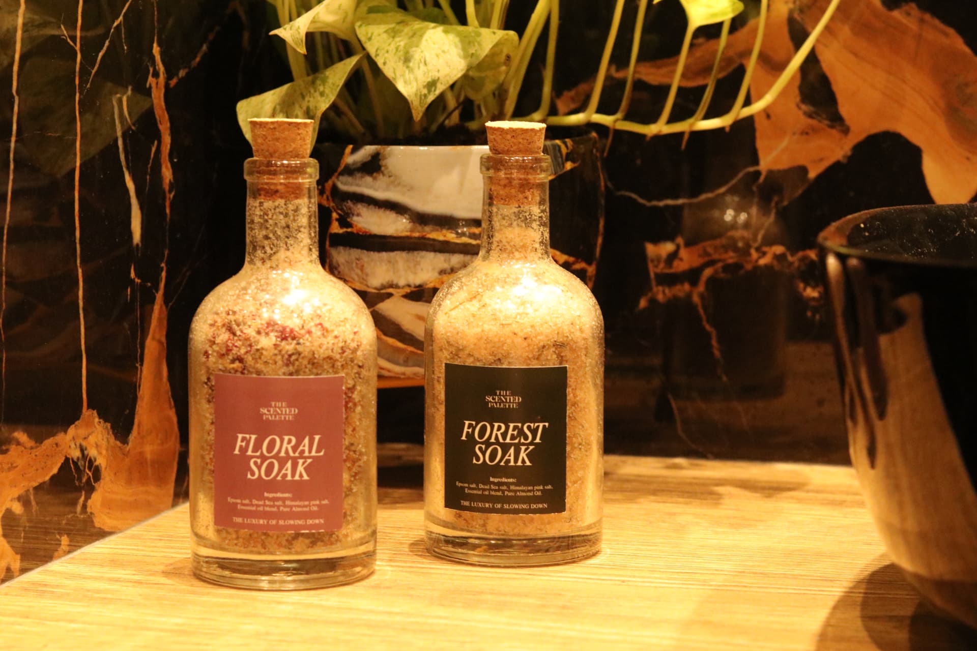 The Scented Palette Floral Soak and Forest Soak bathing salts