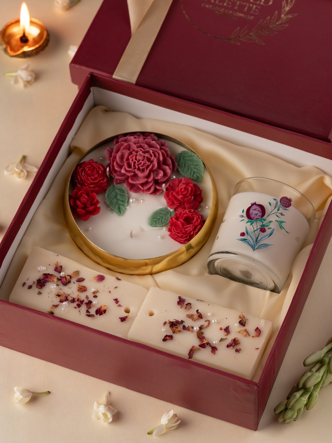 Gulabo – Gift Set — hand-poured Diwali candle by The Scented Palette
